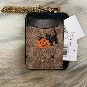 COACH | Zip Card Case In Signature Canvas With Halloween Print 🐈‍⬛🎃